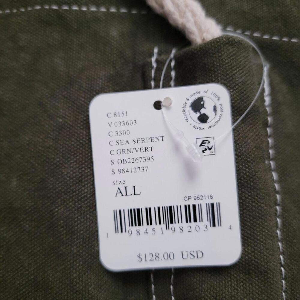 NWT Free People Been There Badge Tote Bag Olive Green Vintage Boho Retro - Picture 7 of 8